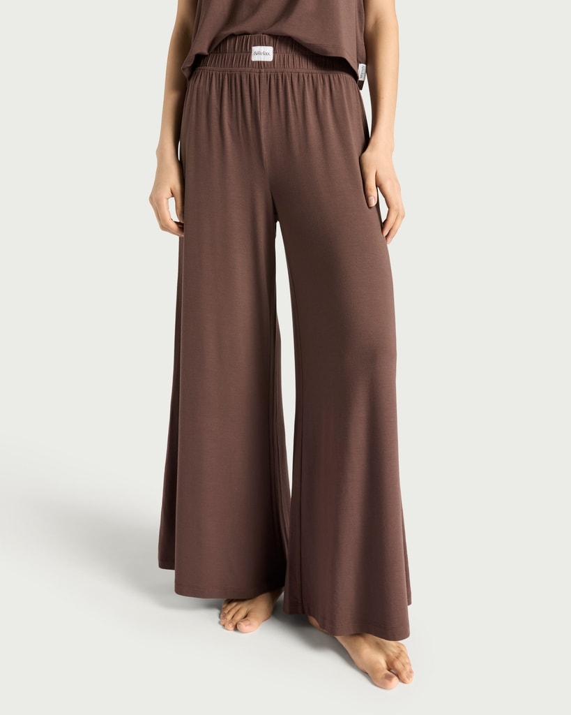 F&F CoolEase™ Modal Rich Wide Leg Pyjama Bottoms in Chocolate