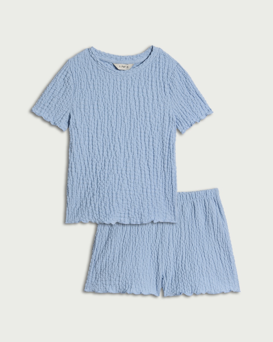image 1 of F&F Girls 2-Piece Textured Set in Blue
