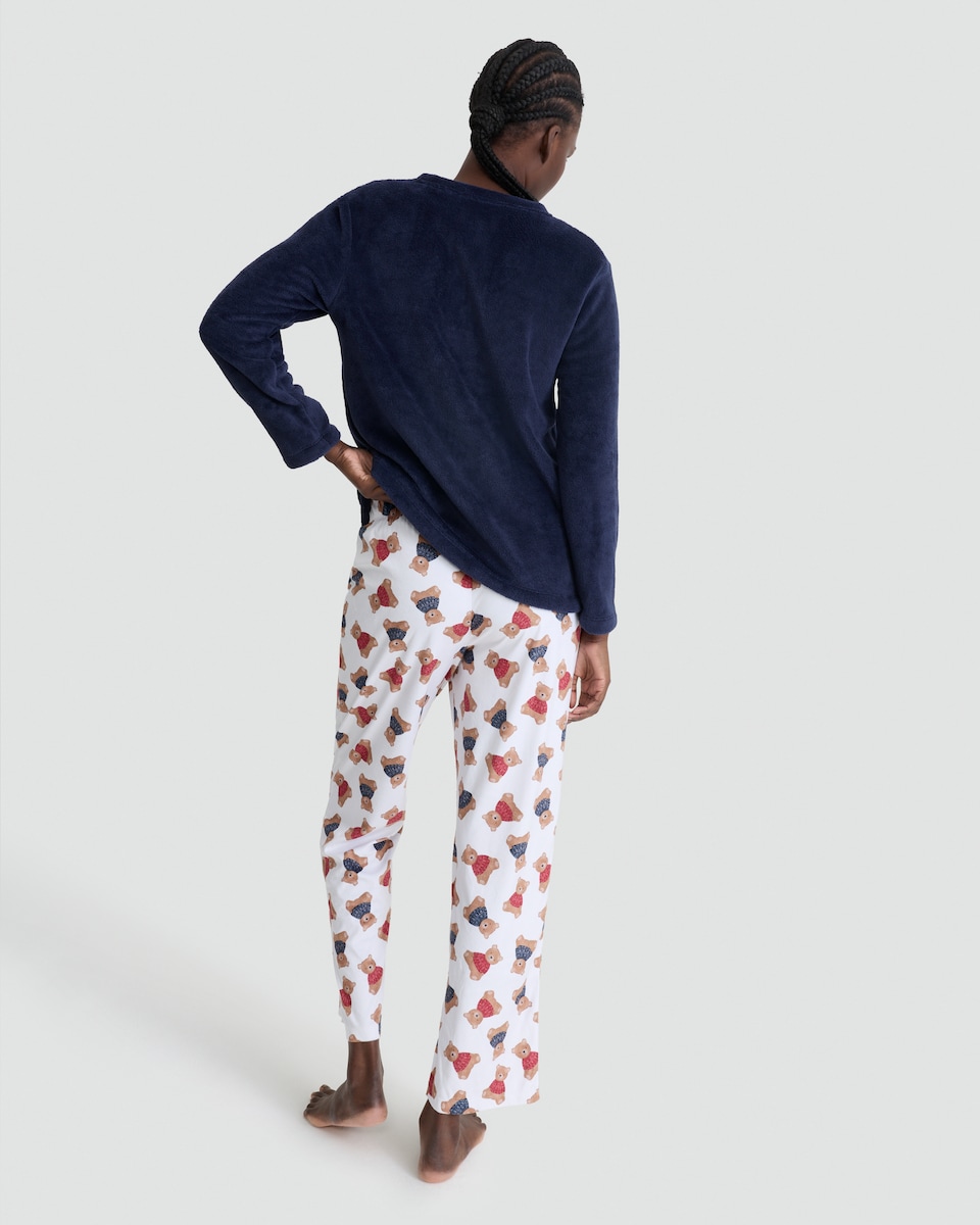 image 1 of F&F Teddy Bear Print Matching Family Chirstmas Pyjamas in Navy