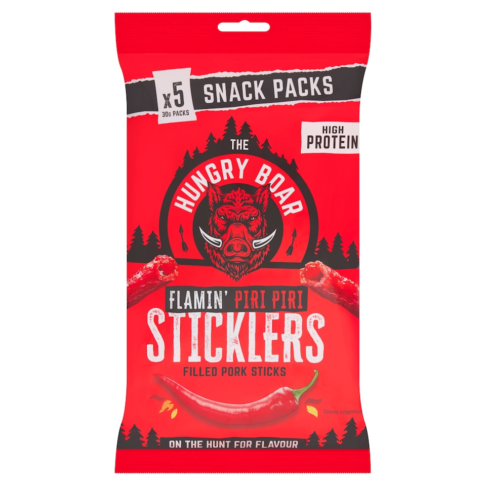 image 1 of The Hungry Boar Flamin' Piri Piri Sticklers 5x30g