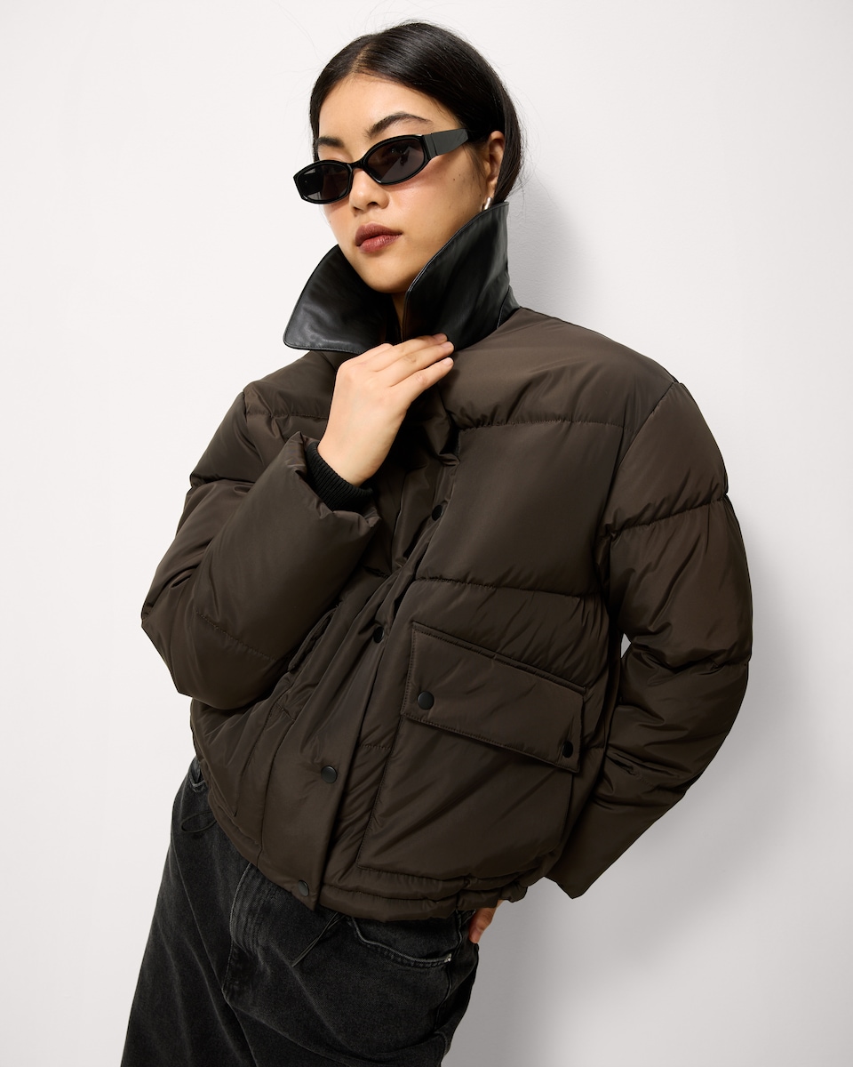 image 1 of F&F Shower Resistant Padded Jacket in Khaki