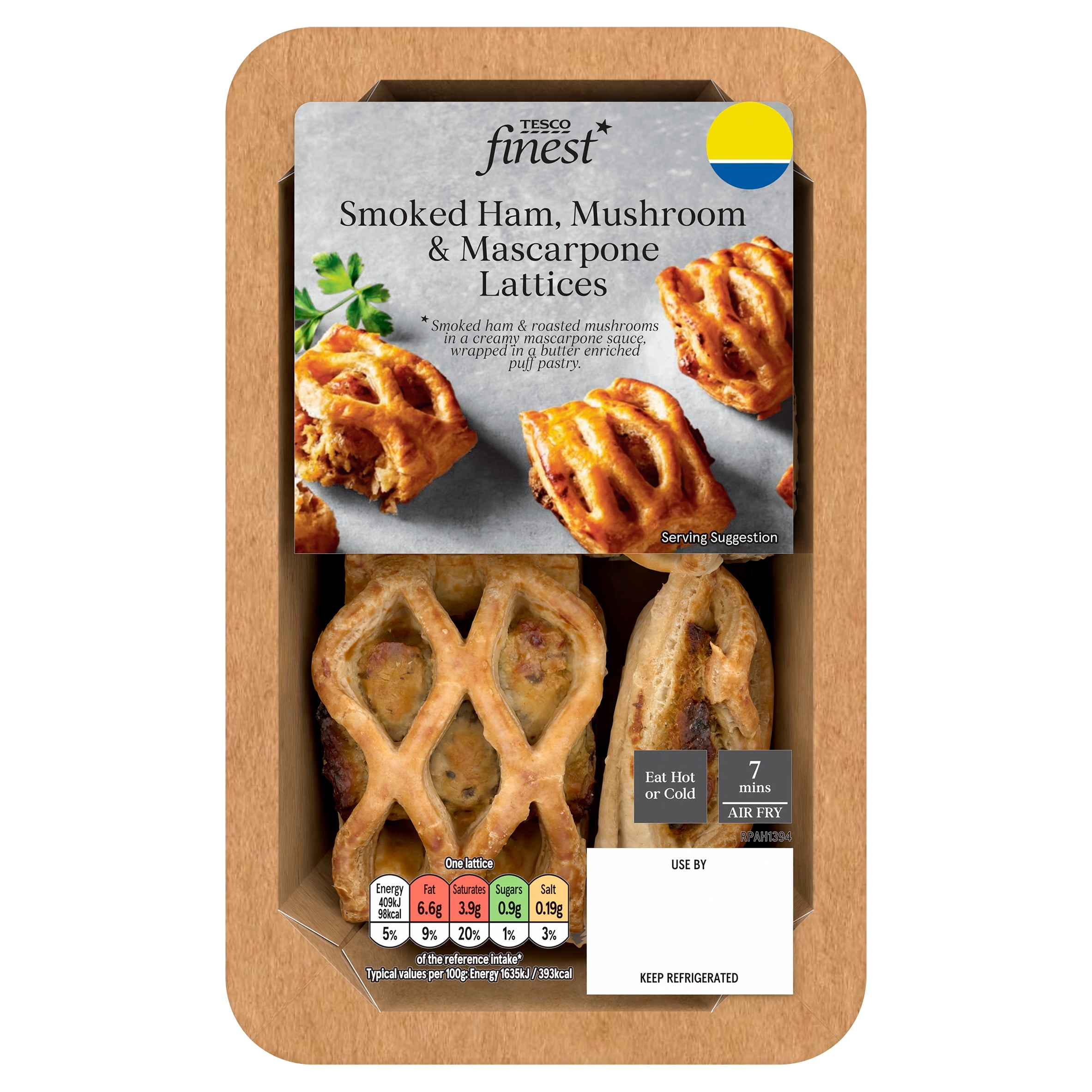TESCO Finest Smoked Ham, Mushroom and Mascarpone Lattices 150g