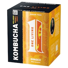 One Living Ginger with Turmeric Kombucha Sugar Free 4x250ml