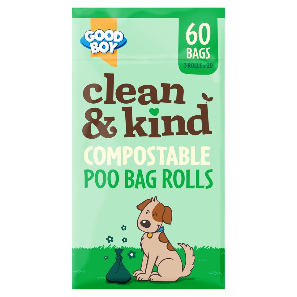 Good Boy Clean & Kind Compostable Dog Poo Bag Rolls 60 Pack