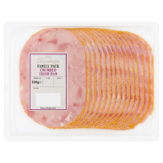 Tesco The Deli Family Pack Crumbed Irish Ham 320G Tesco Groceries