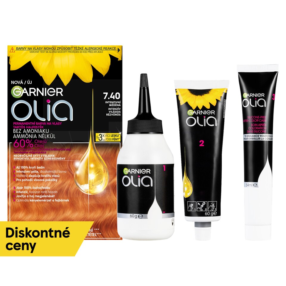 Garnier Olia permanentná farba na vlasy 7 .40 Intenzívna medená, 60 +60 +54 ml