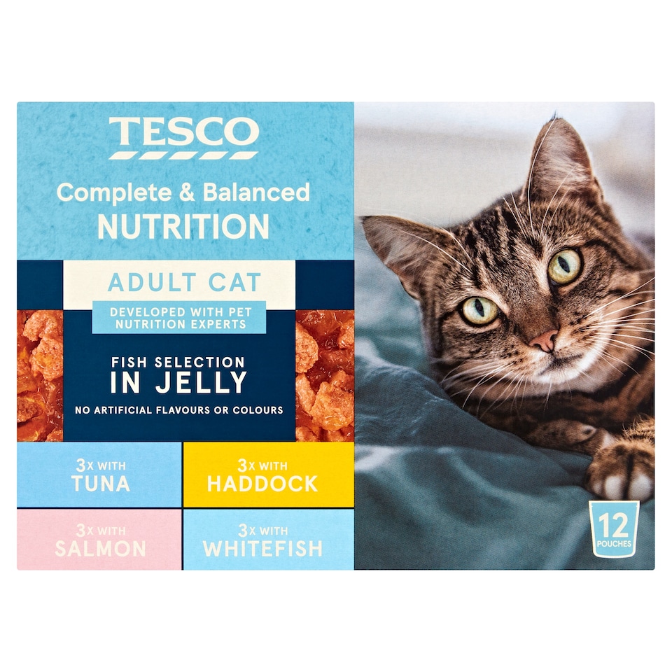 Tesco Adult Cat Fish Selection in Jelly 12x100g