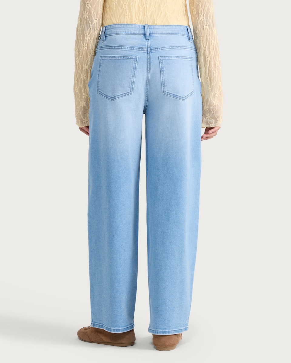 image 1 of OH ME OH MY Crossover Wide Leg Jeans in Blue