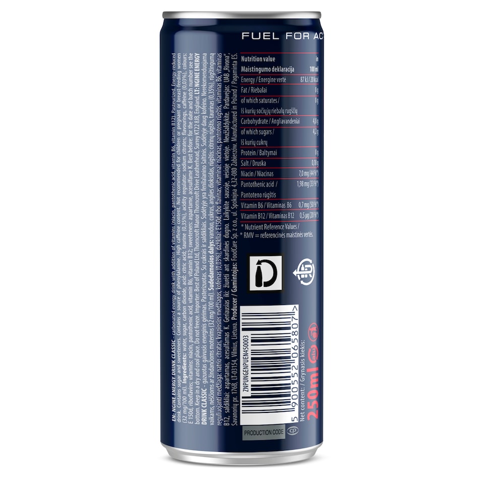 image 1 of N-Gine Energy Drink Blue 250Ml