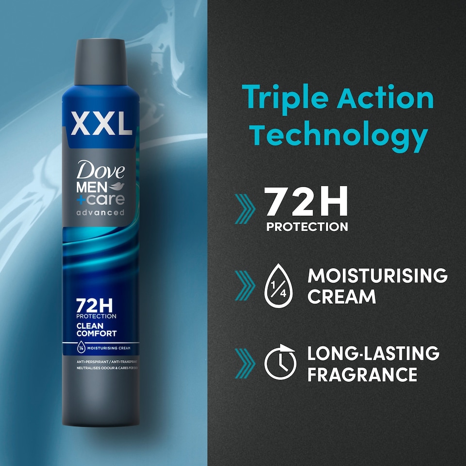 image 1 of Dove Men+Care Advanced 72hr Protection Clean Comfort Anti - Perspirant 300ml