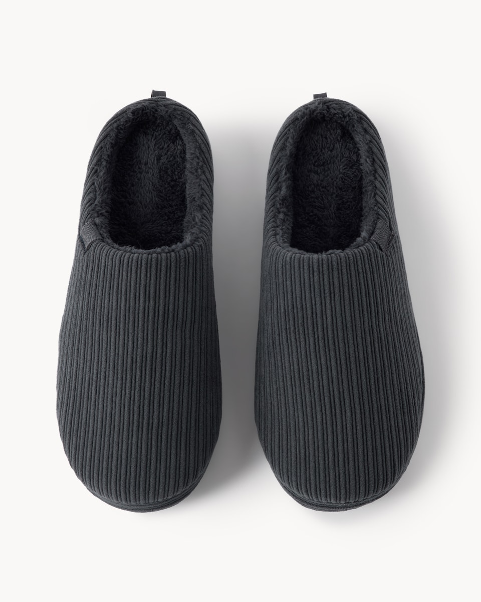 image 1 of F&F Corduroy Mule Slippers in Grey