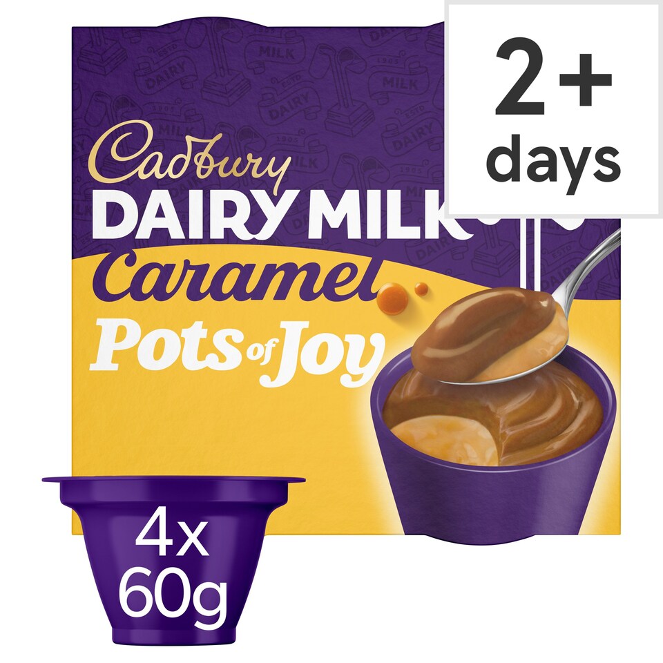 Cadbury Dairy Milk Pots Of Joy Caramel Chocolate Dessert 4 X 60G Tesco Groceries
