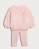 image 2 of F&F Baby 3-PieceTextured Bear Motif Jumper, Leggings and Headband Set in Pink
