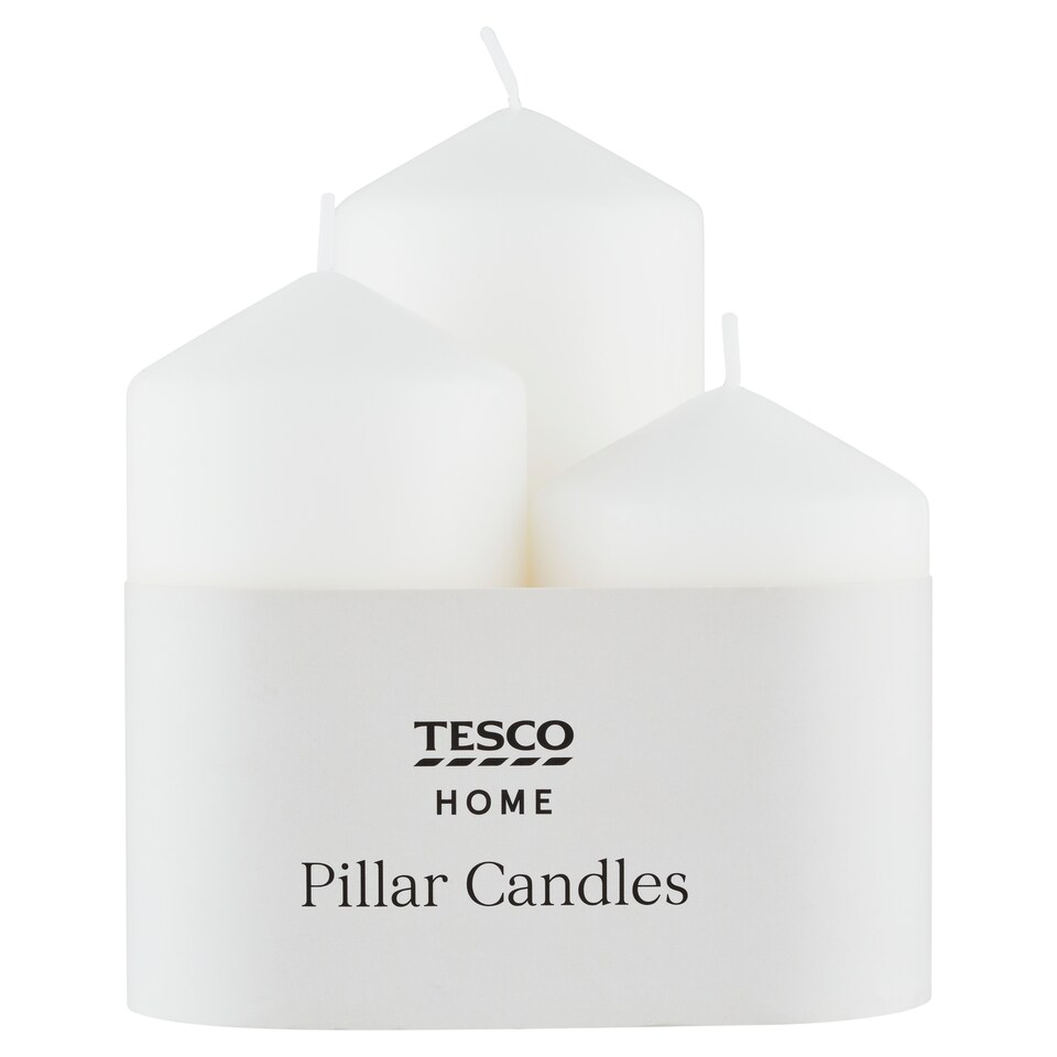Tesco Home fehér oszlopgyertya szett