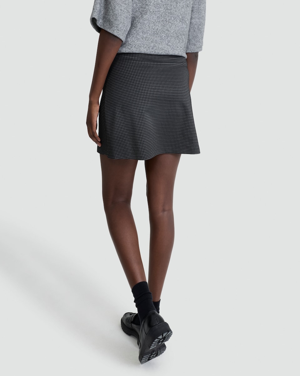 image 1 of F&F Ponte Houndstooth Mini Skirt in Grey
