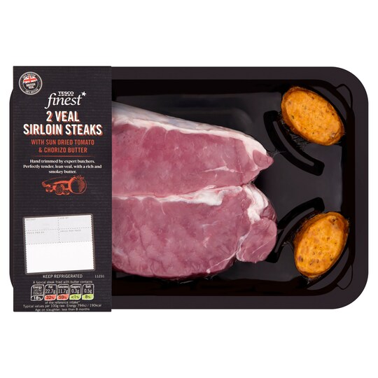 T. Fin* 2 Veal Sirloin Steaks Chorizo Butter Tesco Groceries