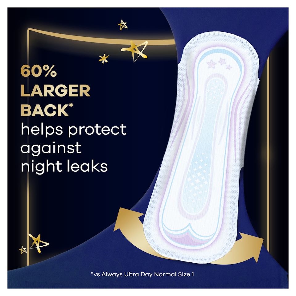 image 1 of Always Ultra Secure Night Size 4 Sanitary Towels with Wings 8 Pack