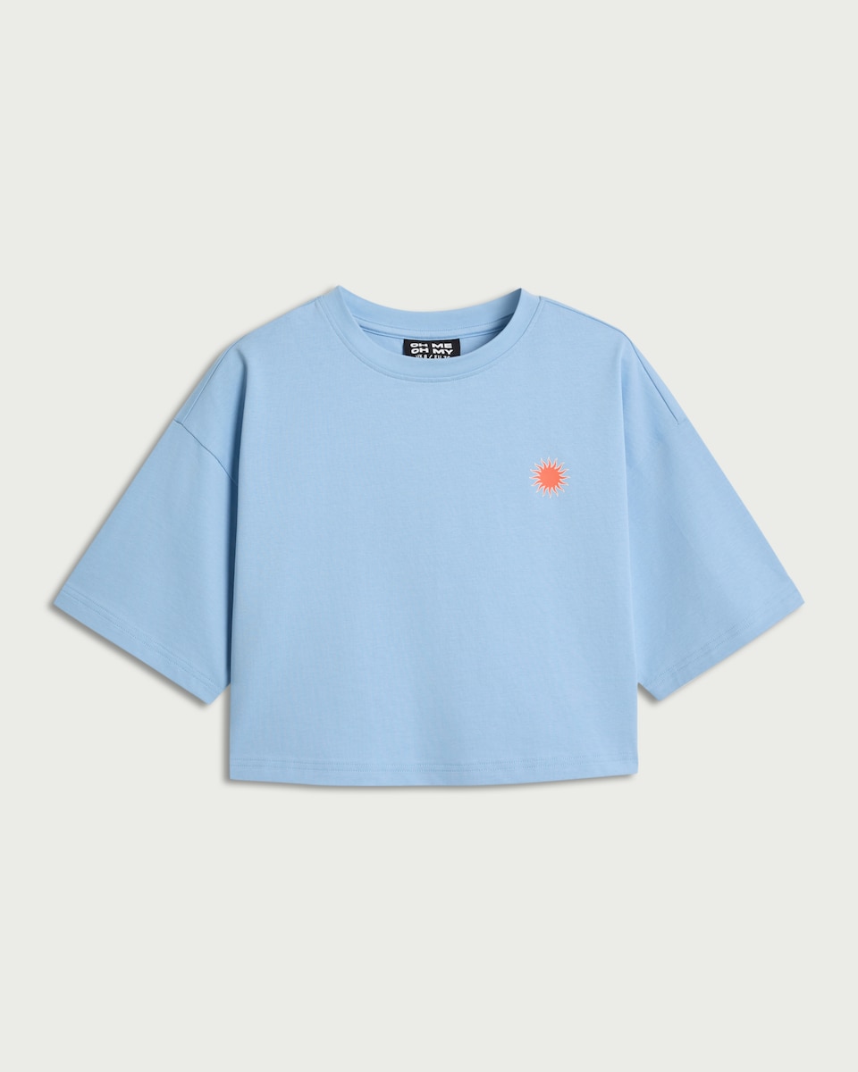 image 1 of OH ME OH MY Pure Cotton Cropped T-Shirt in Blue