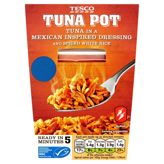 Tesco Tuna Pot Mexican Dressing And White Rice 140G Tesco Groceries