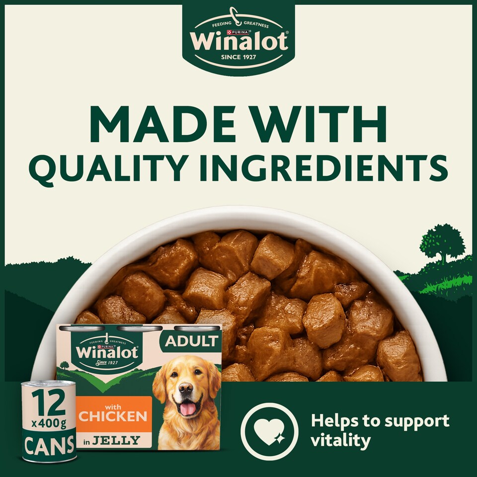 image 1 of Winalot Adult Dog Food with Chicken in Jelly 12 x 400g