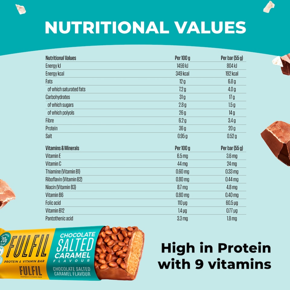 image 1 of Fulfil Chocolate Salted Caramel Protein & Vitamin Bar 55g