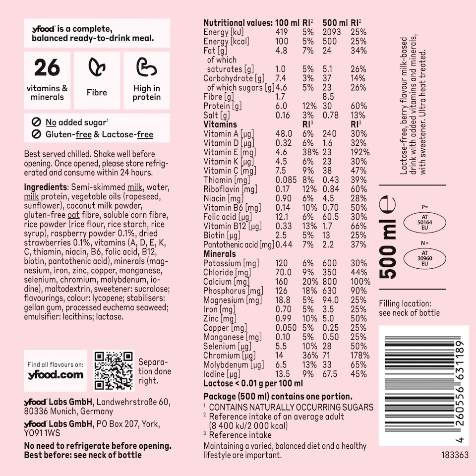 image 1 of yfood Ready-to-Drink Complete Meal - Fresh Berry 500ml