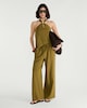 image 1 of F&F Wide Leg Drawstring Co-ord Trousers in Olive