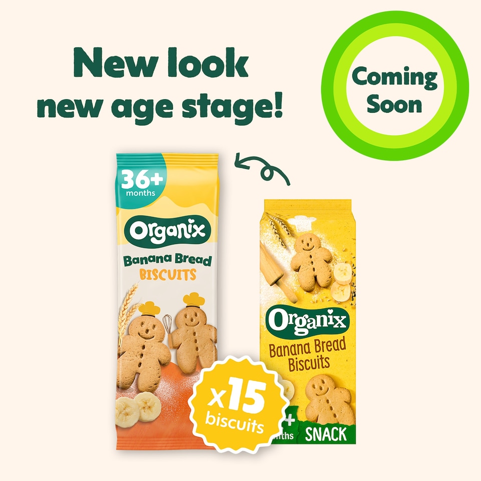 image 1 of Organix Banana Bread Biscuits Organic Kids Snack 135g 36 months+