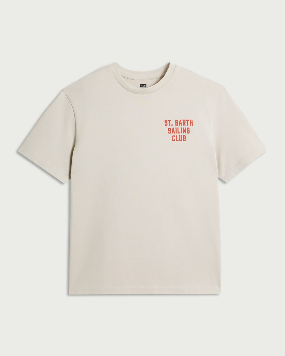 image 1 of F&F Pure Cotton St. Barth Sailing Club Slogan T-Shirt in Grey