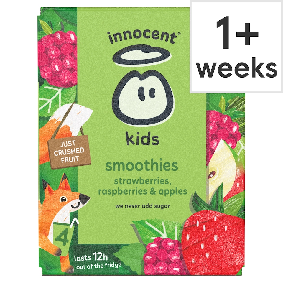 image 1 of innocent Kids Smoothies Strawberries, Raspberries & Apples 4 x 150ml