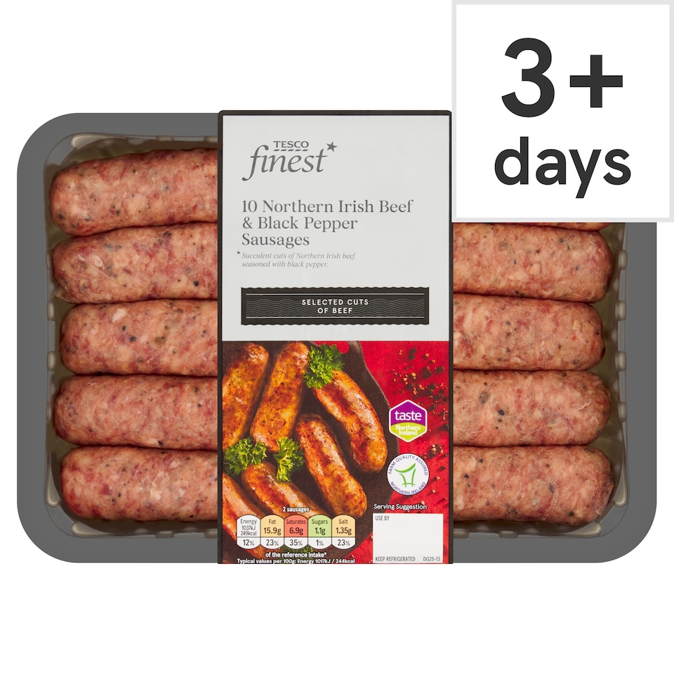 Tesco Finest Beef & Pepper Sausages 667G