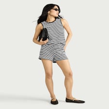 F&F Cotton Blend Striped Co-ord Shorts in Multi Black