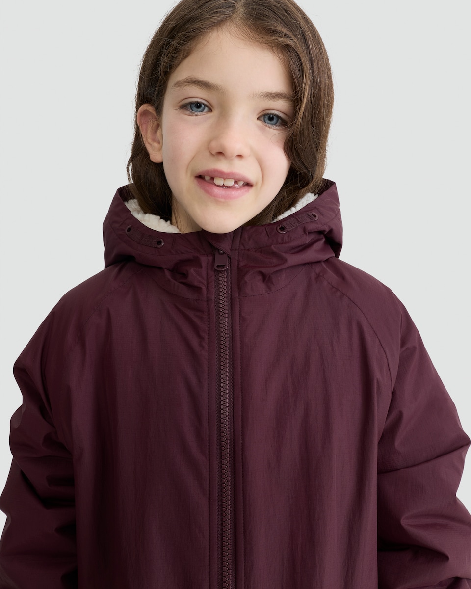image 1 of F&F Girls Fleece Lined Hooded Waterproof Changing Robe in Purple
