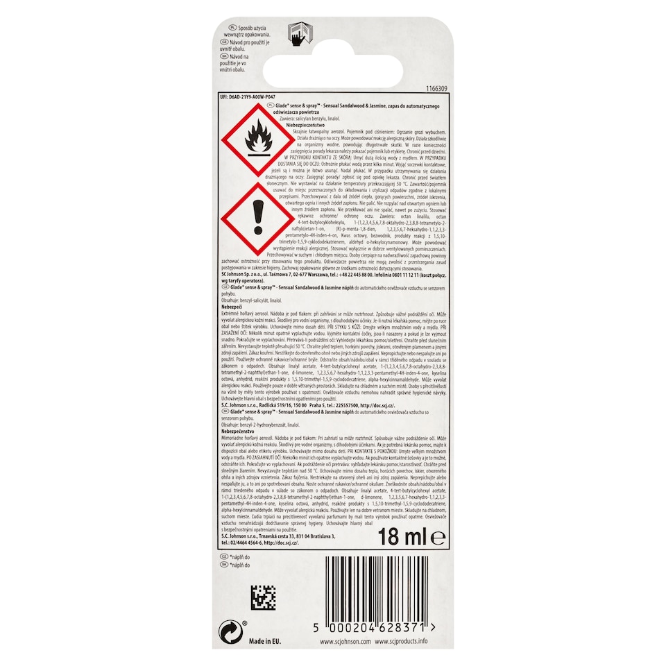 image 1 of Glade Sense & Spray Sensual Sandalwood & Jasmine Automatic Freshener Refill 18 ml