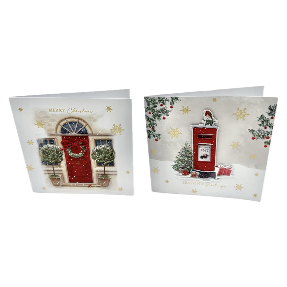 image 1 of Tesco Luxury Post Box Christmas Cards 12 Pack