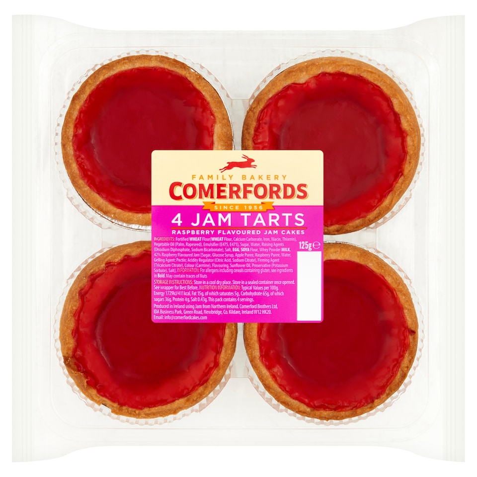 Comerfords Cakes 4 Pack Jam Tarts 125G
