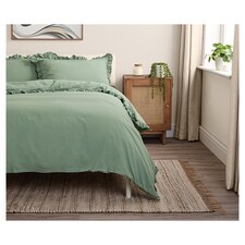 F&F Home Bedding Washed Cotton Sage Duvet Set King