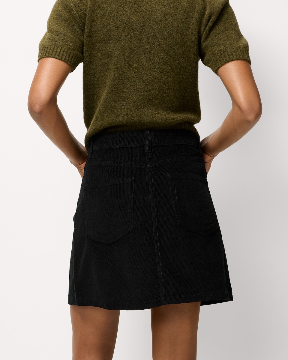 image 1 of F&F Pure Cotton Corduroy Mini Skirt in Black