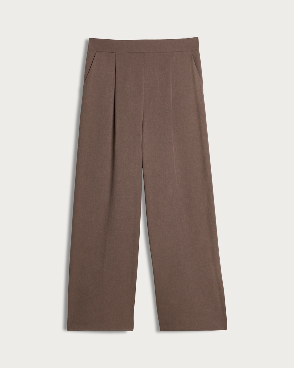 image 1 of F&F Wide Leg Pleated Trousers in Brown