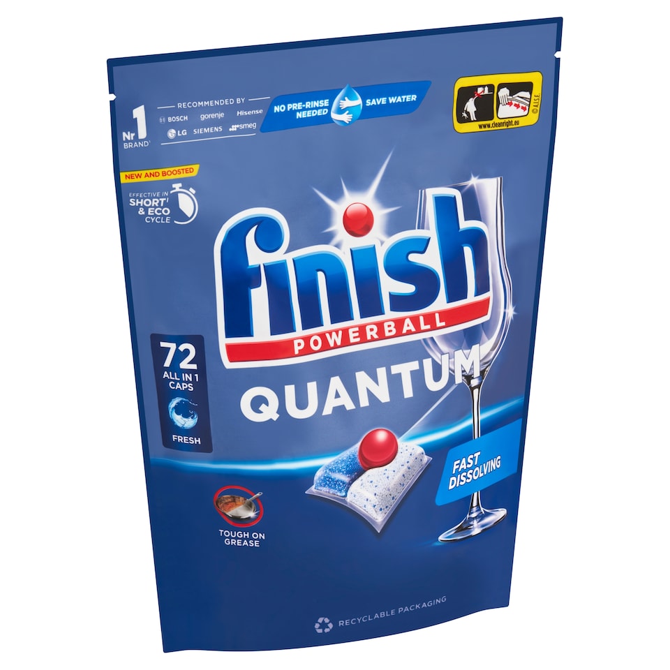 image 1 of Finish Powerball Quantum All in 1 Fresh Dishwasher Capsules 72 pcs 748.8g