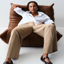 The F&F Edit Wide Leg Pleated Trousers in Brown