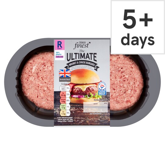 Tesco Finest The Ultimate Brisket & Chuck Burgers 340G Tesco Groceries