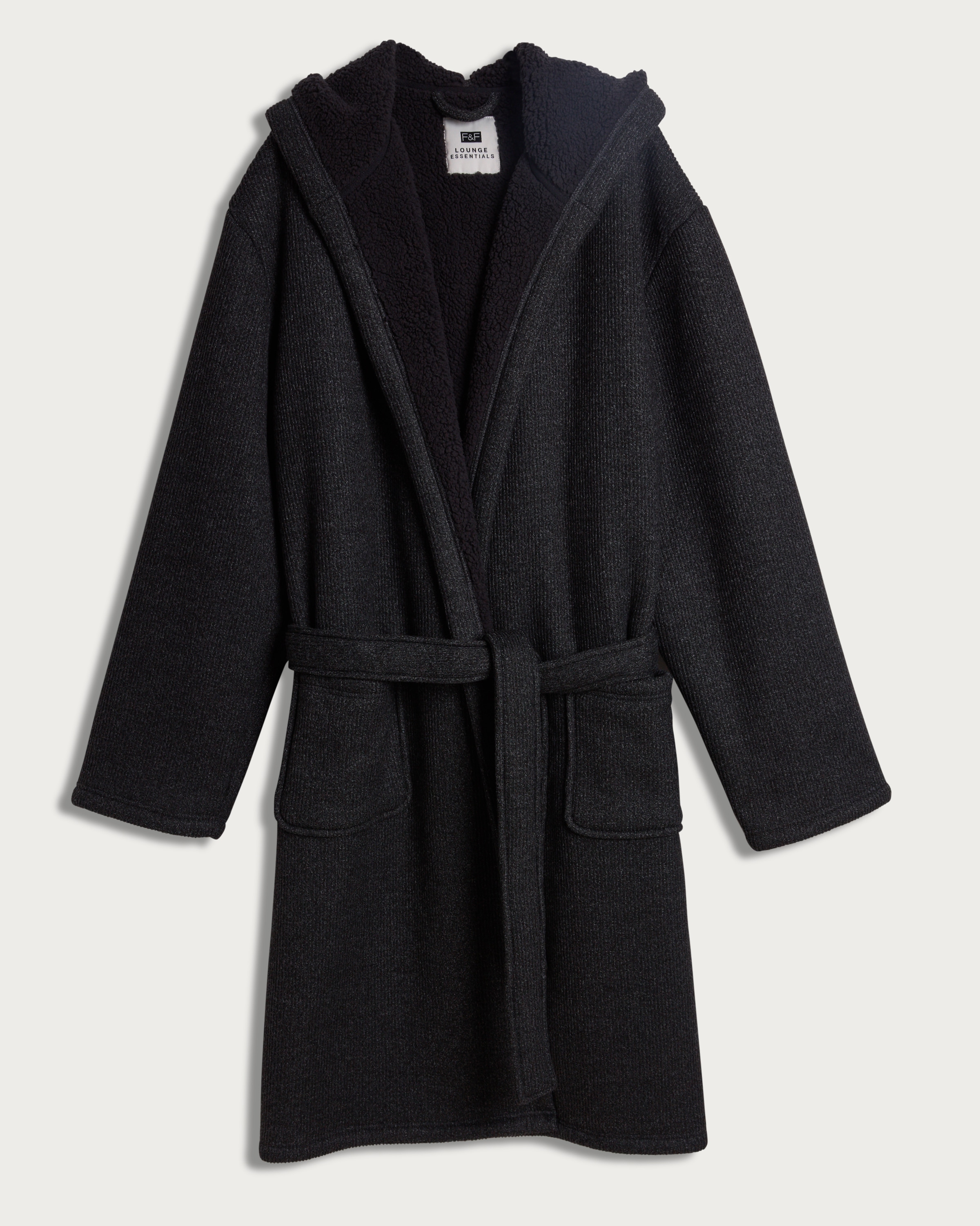 F&F Ribbed Hooded Dressing Gown in Grey - Tesco Groceries F&F Ribbed Hooded Dressing Gown in Grey - Tesco Groceries