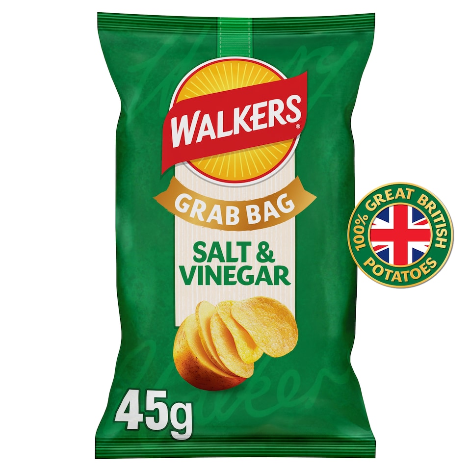 image 1 of Walkers Salt & Vinegar Grab Bag Crisps 45g