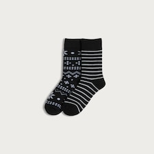 Weatherproof 2-Pack Patterened Thermal Socks in Black