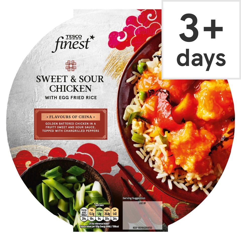 Tesco Finest Sweet & Sour Chicken & Egg Fried Rice 400G