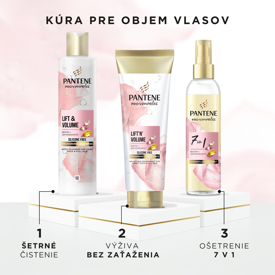 image 1 of Pantene Pro-V Lift'N'Volume kondicionér pre hustejšie vlasy, biotín 160 ml. Bez silikónov