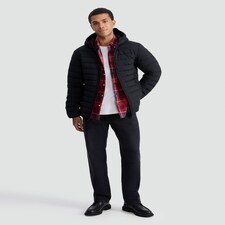 F&F Hooded Shower Resistant Puffer Jacket in Black