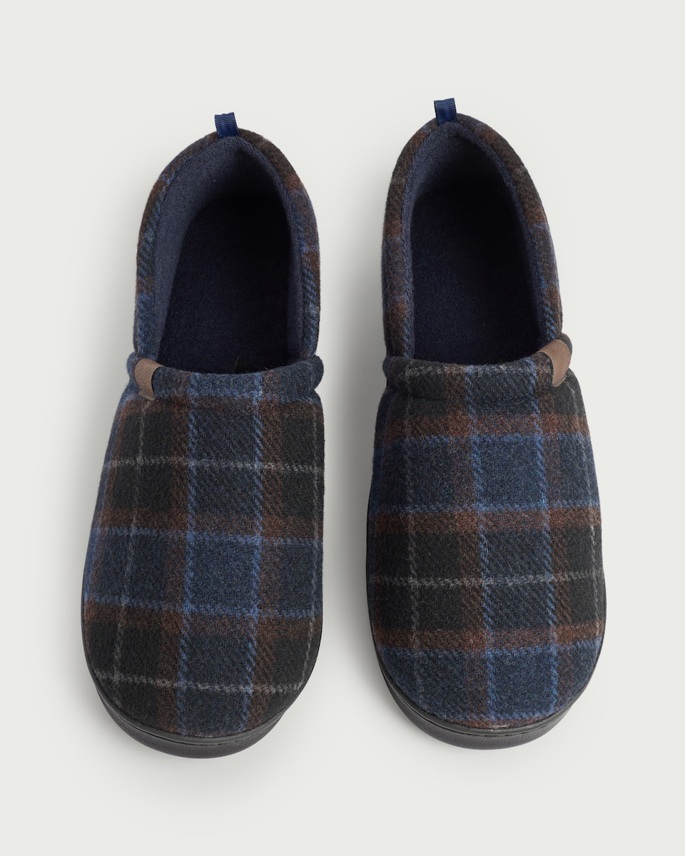 image 1 of F&F Check Closed Back Slippers in Blue