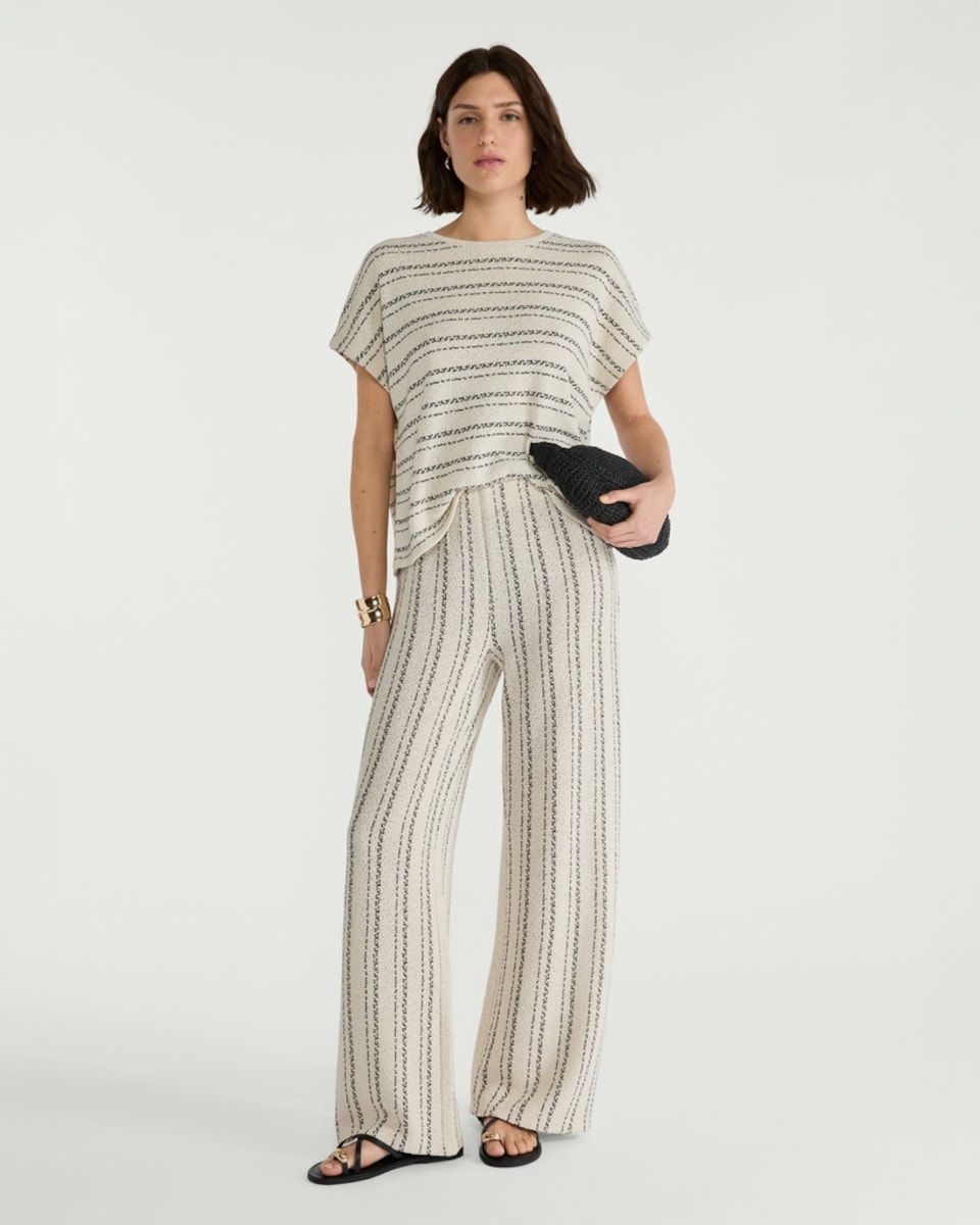 image 1 of F&F Striped Short Sleeved Co-ord Top in Multi